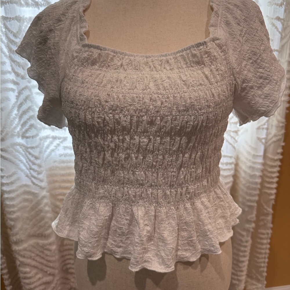 Celebrity Pink White Ruffle Sleeve Blouse